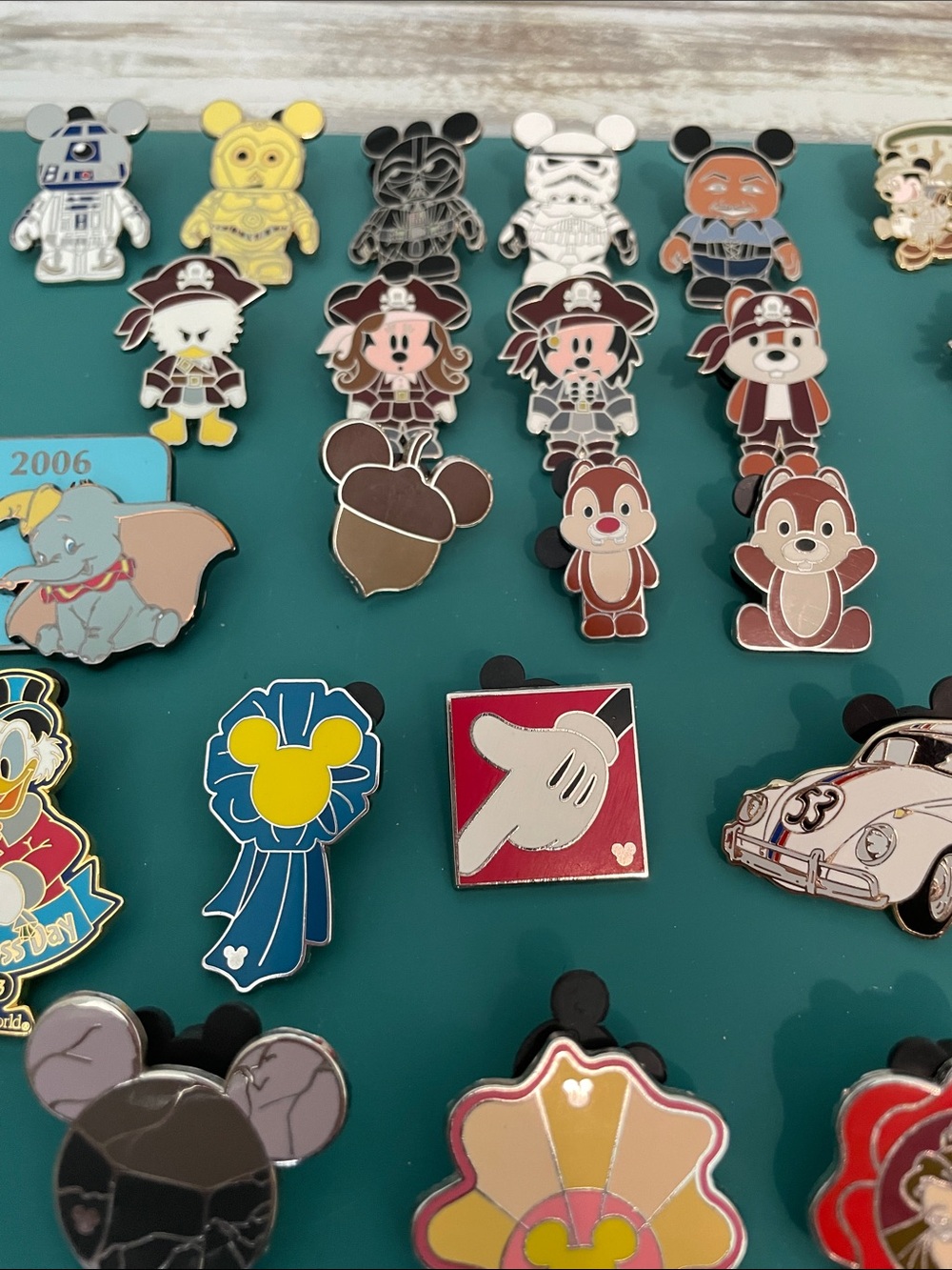 Includes 2 rare pins - Disney Enamel Pin Collection – Brown, Yellow & Red Accent